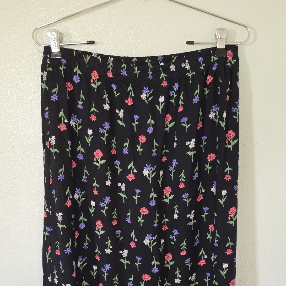 Blair | Vintage Black Floral Maxi Skirt Size Medium